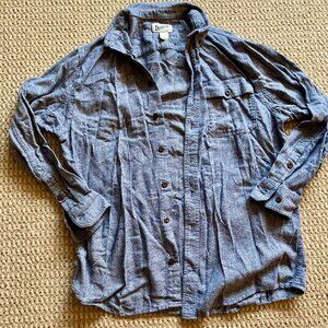 Duluth Trading Co. Women's Button-Up Shirt Relaxed Fit Pockets Size L Blue